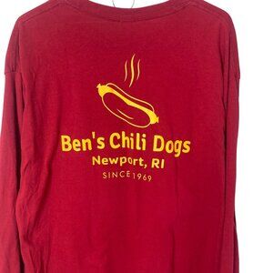 Bens Chili Dogs Newport RI Long Sleeve T Shirt Mens XL Red New England Cotton